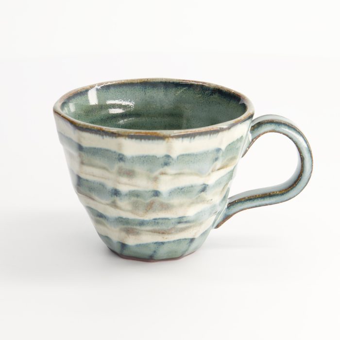 Tokyo Design Studio - Craft Mug - Groen/Beige Streep - 9.5x12.5x7.5cm