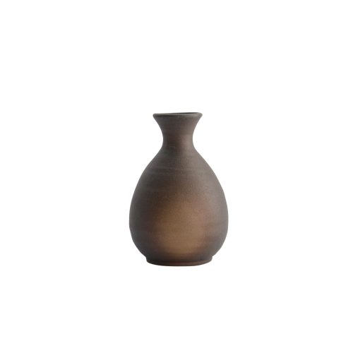 Sake Fles - Zwart - Bizen - 12.5x8cm