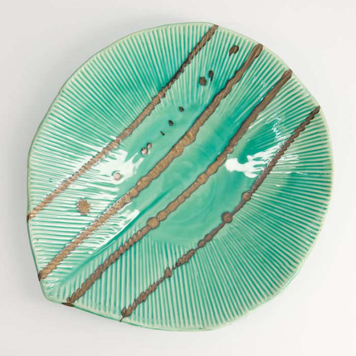 Tokyo Design Studio - Yamasaku - Turquoise - Round Leaf Plate - 25.5x23x4cm